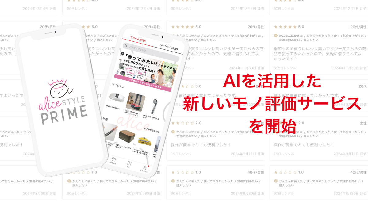 アリススタイル　数十万件のレビューをAI解析した「モノ評価サービス」開始
