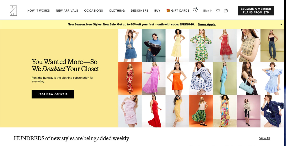 Rent The Runway　750を超えるブランドアイテムを月々79ドルからレンタルできる