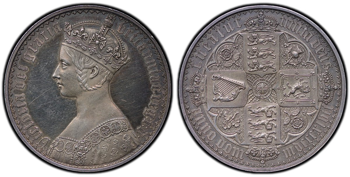 イギリス 1847年 ヴィクトリア女王 ゴシッククラウン銀貨 プレーンエッジ