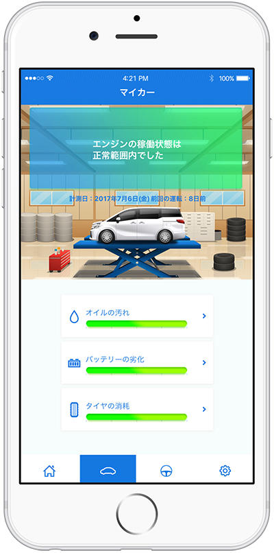 LINKDriveの車両診断画面