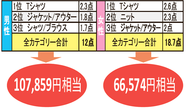 大掃除で出る不用なファッションアイテムの点数