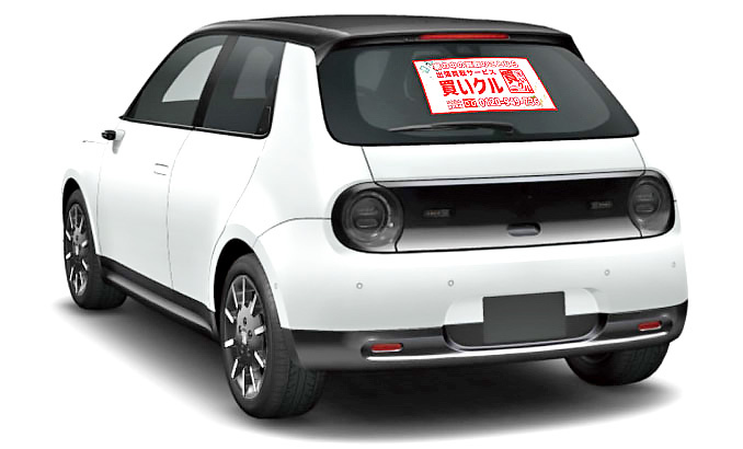チアドライブ　「買いクル」の広告を掲載した自動車のイメージ。シースルーとなっており、車内からの後方視界はほぼ遮らない仕組み