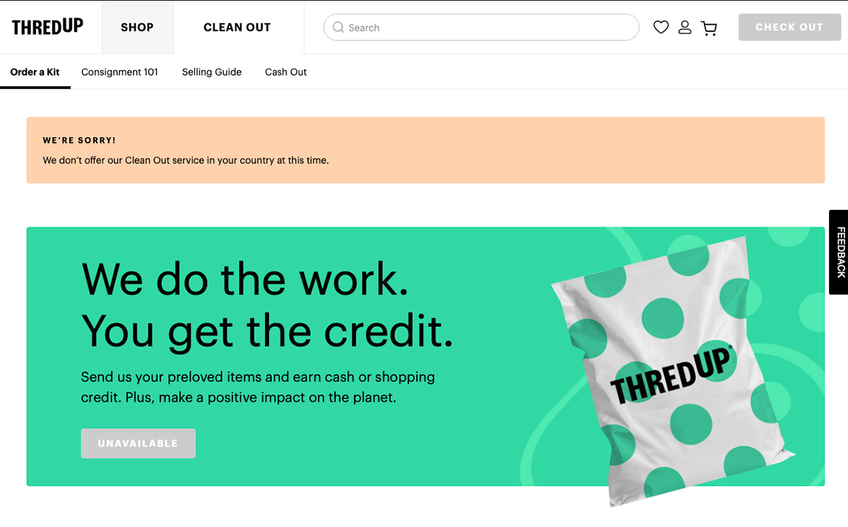 thredUP　いらなくなった洋服は無料のクリーンアウトキットに詰めて送ることができる