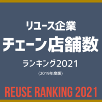 リユース企業　チェーン店舗数ランキング2021（2019年度版）